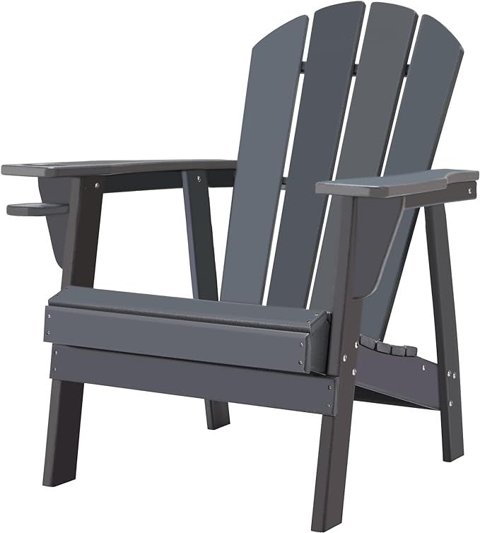 Adirondack Chairs, HDPE All-Weather Adirondack Chair, Fire Pit Chair (Classic, Grey) | Amazon (US)