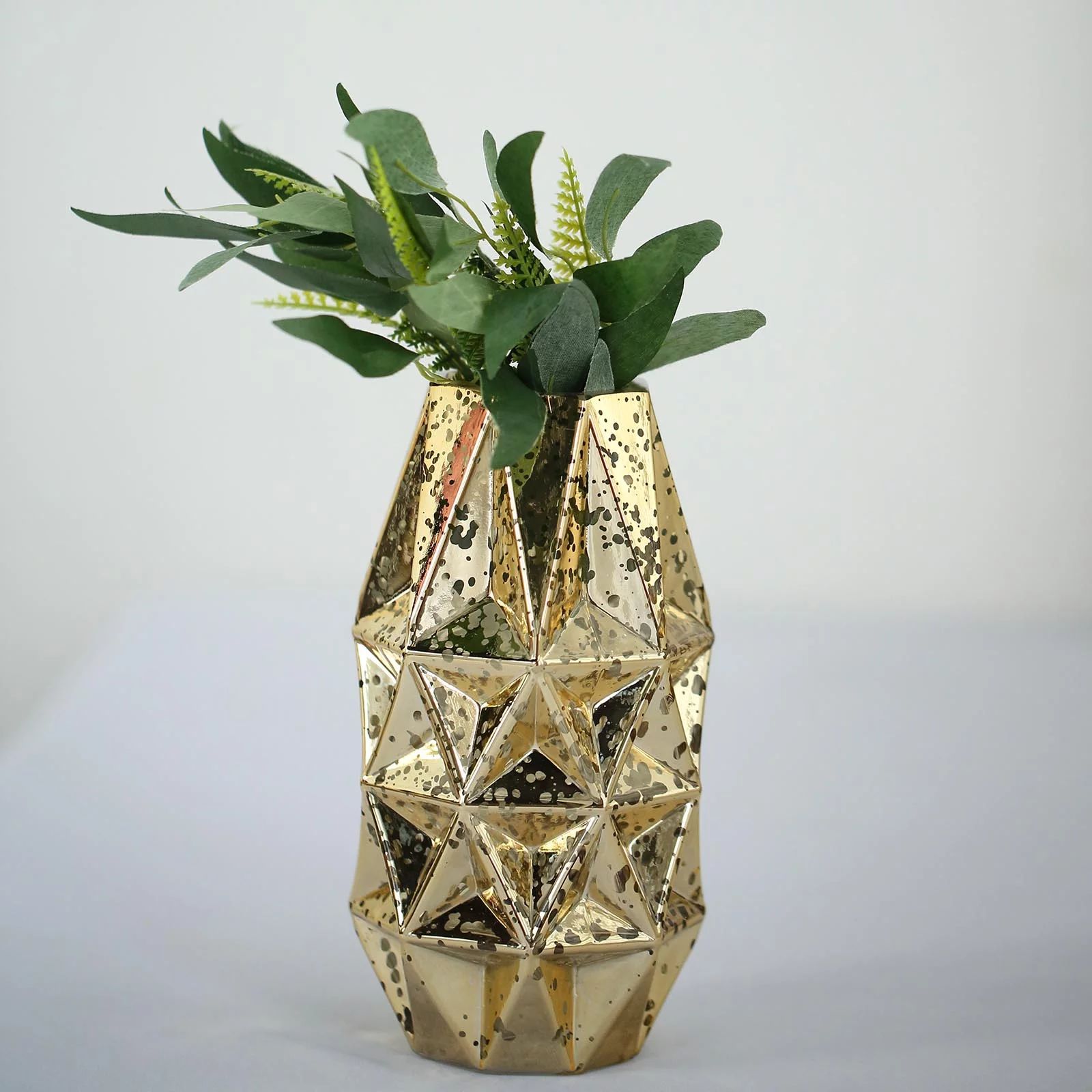 BalsaCircle 2 pcs 7 in tall Gold Geometric Mercury Glass Vases Wedding Reception Party Home Cente... | Walmart (US)