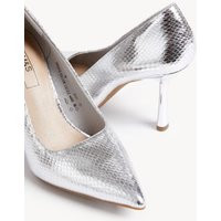 M&S Womens Statement Pointed Court Shoes - 4 - Silver, Silver | Marks & Spencer (UK)