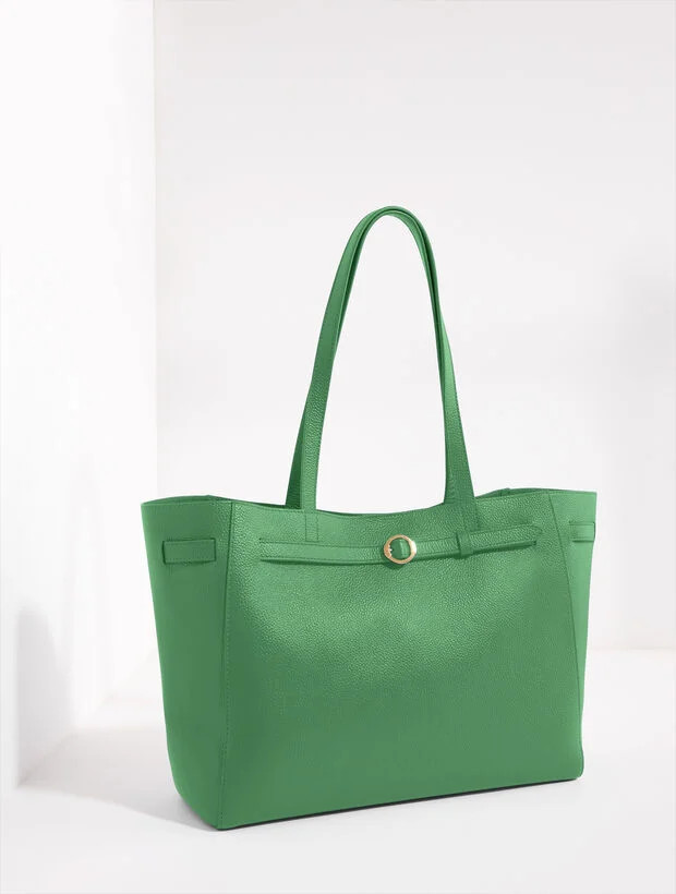 Mallory Pebble Leather Belted Tote | Talbots