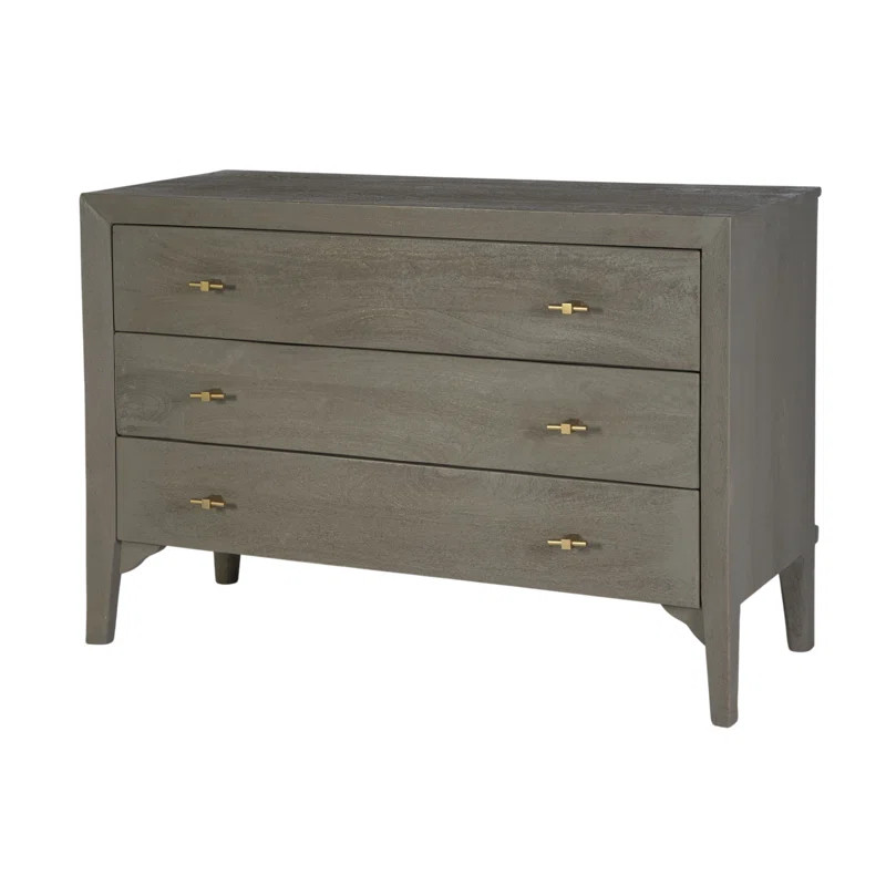 Rockport 46 in. W Rectangular Wood 3 Drawer Dresser, Gray/Green | Wayfair North America