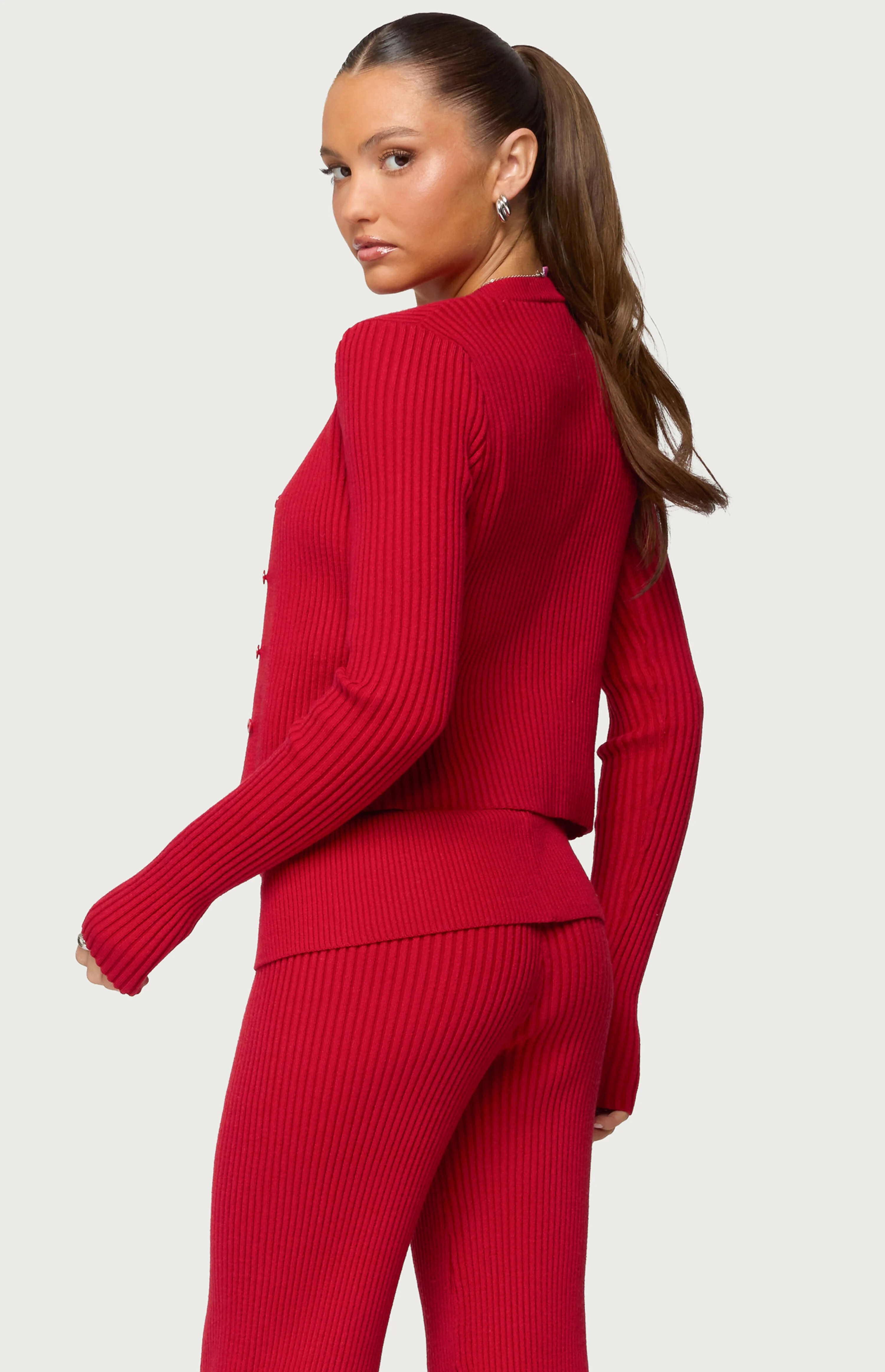 Edikted Adannah Ribbed Knit Button Up Cardigan | PacSun