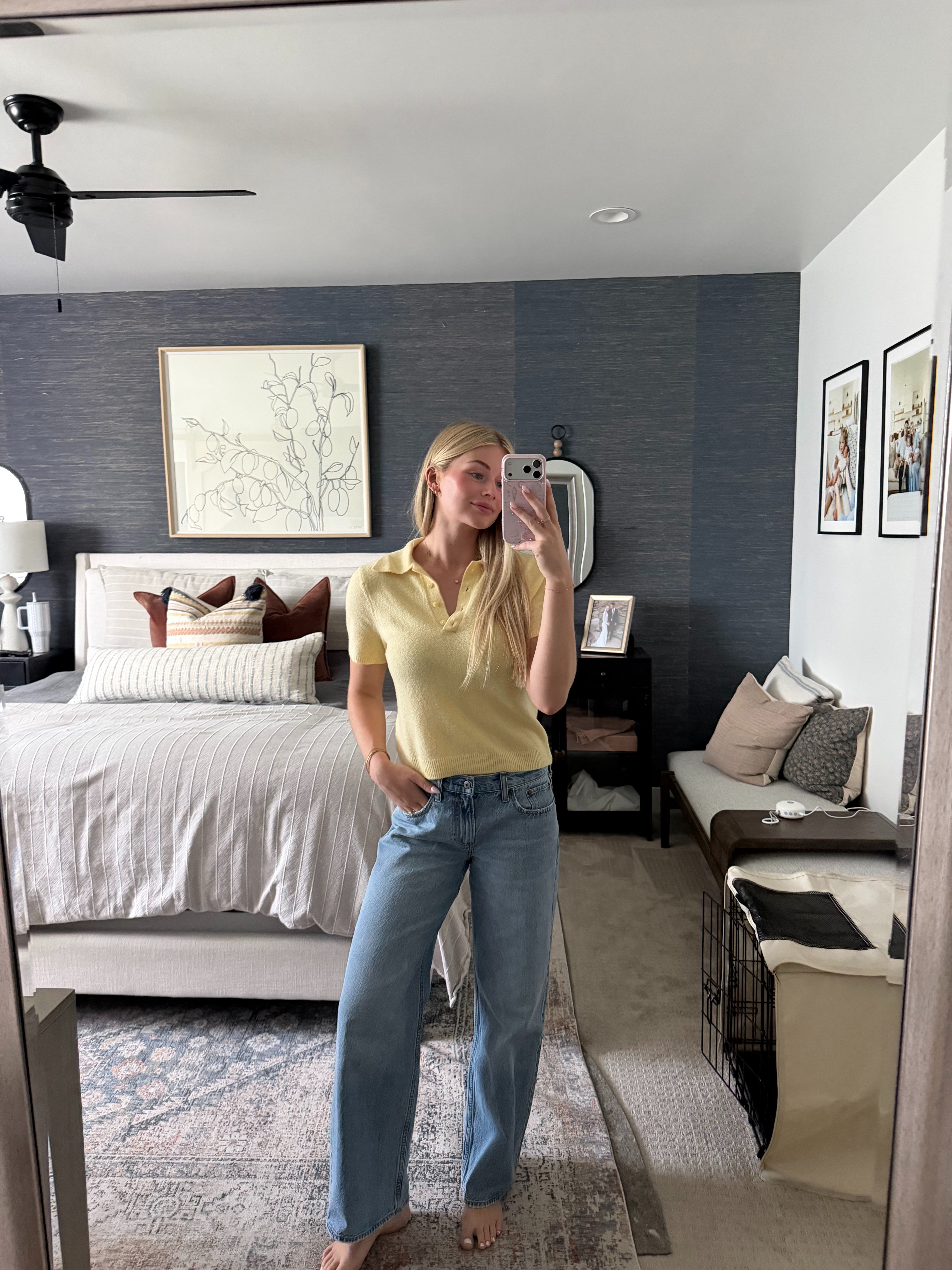 New favorite jeans from Abercrombie! & love this butter yellow top 💛 

 #LTKootd #LTKmomlife #LTKWorkwear