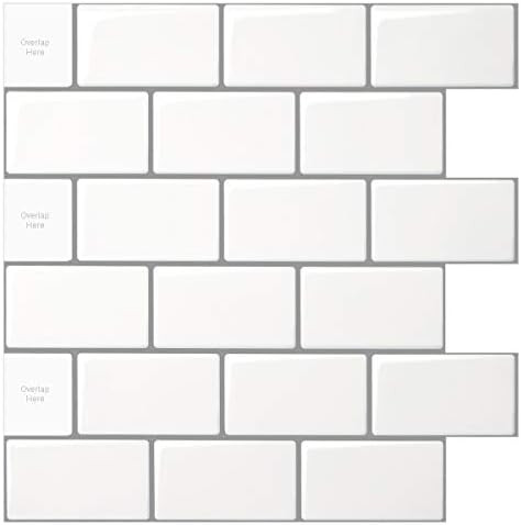 LONGKING 10-Sheet Peel and Stick Tile for Kitchen Backsplash, 12x12 inches White Subway Tile with... | Amazon (US)