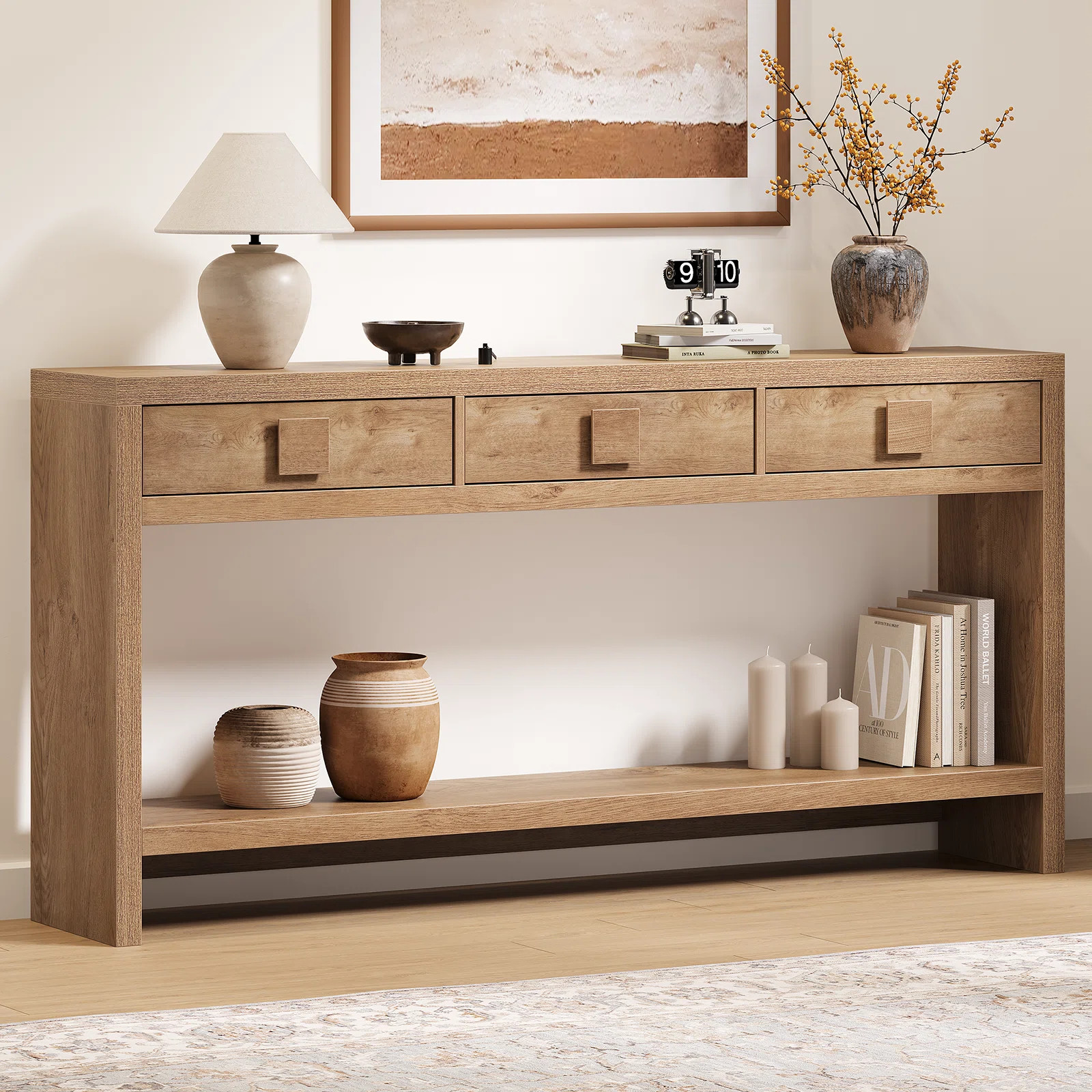 63-Inch Console Table With 3 Drawers, Farmhouse Sofa Table For Hallway, Entryway, Living Room | Wayfair North America