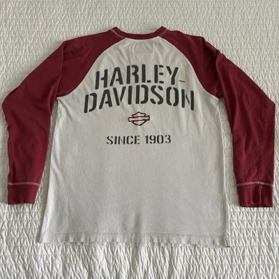 Harley Davidson Raglan T Shirt White Rust Long  Sleeves Large 2008 Since 1903 | eBay US