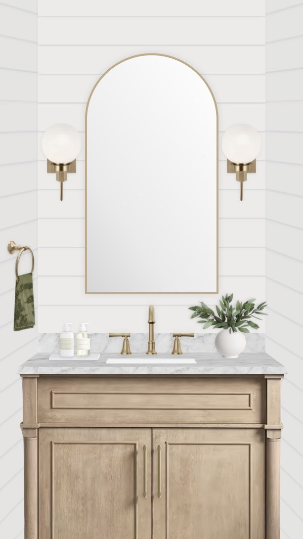 Watch this design come to life. ✨

We love seeing a design move from 2D to the finished space. Our goal is always to carry the vision through as closely as possible, down to the details that make the room feel complete.

This modern farmhouse guest bath came together so beautifully, with a vanity wall full of charm.

#LTKHome