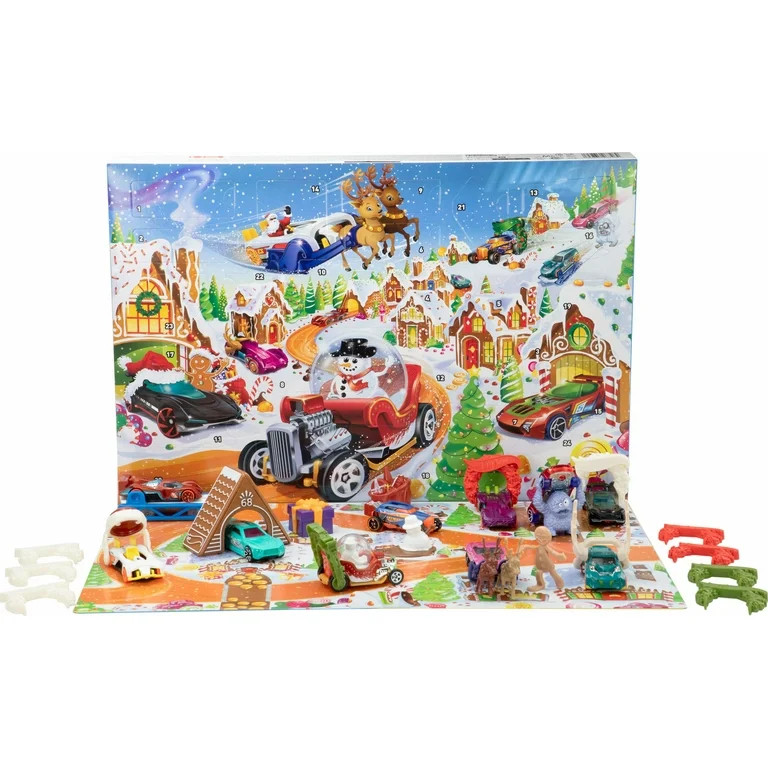 Hot Wheels 2025 Advent Calendar with 10 Toy Vehicles in 1:64 Scale & 24 Accessories - Walmart.com | Walmart (US)