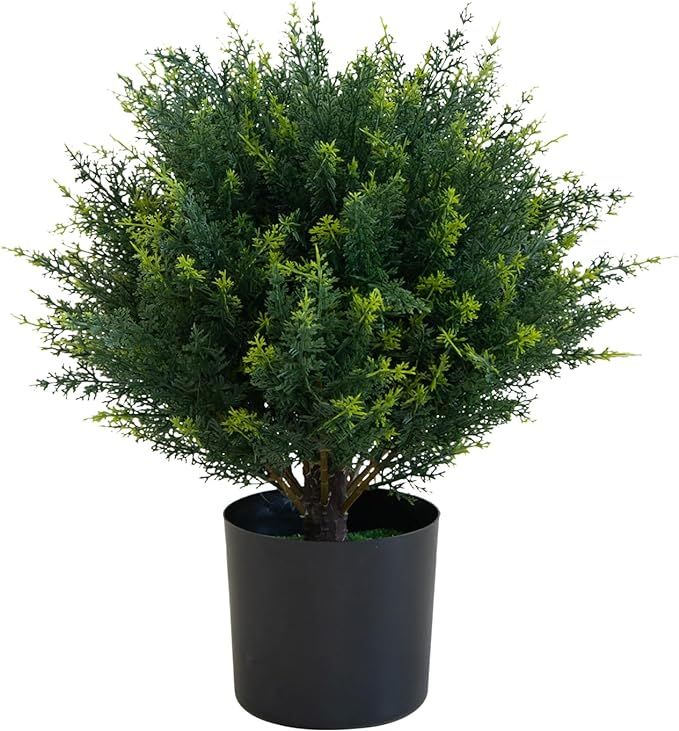 17" Artificial Cedar Topiary Artificial Cedar Shrub UV Resistant Potted Plants Artificial Pines T... | Amazon (US)