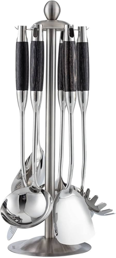 304 Stainless Steel Kitchen Utensils Set with Wood Handle - Metal Cooking Utensils with Counterto... | Amazon (US)