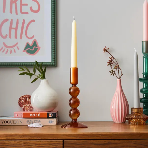 3 Ball Glass Candlestick Holder | Dunelm (migrated)