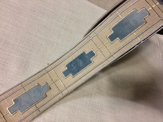 Beige & Light Blue High Quality Woven Embroidery Trim Tape | Etsy | Etsy (US)