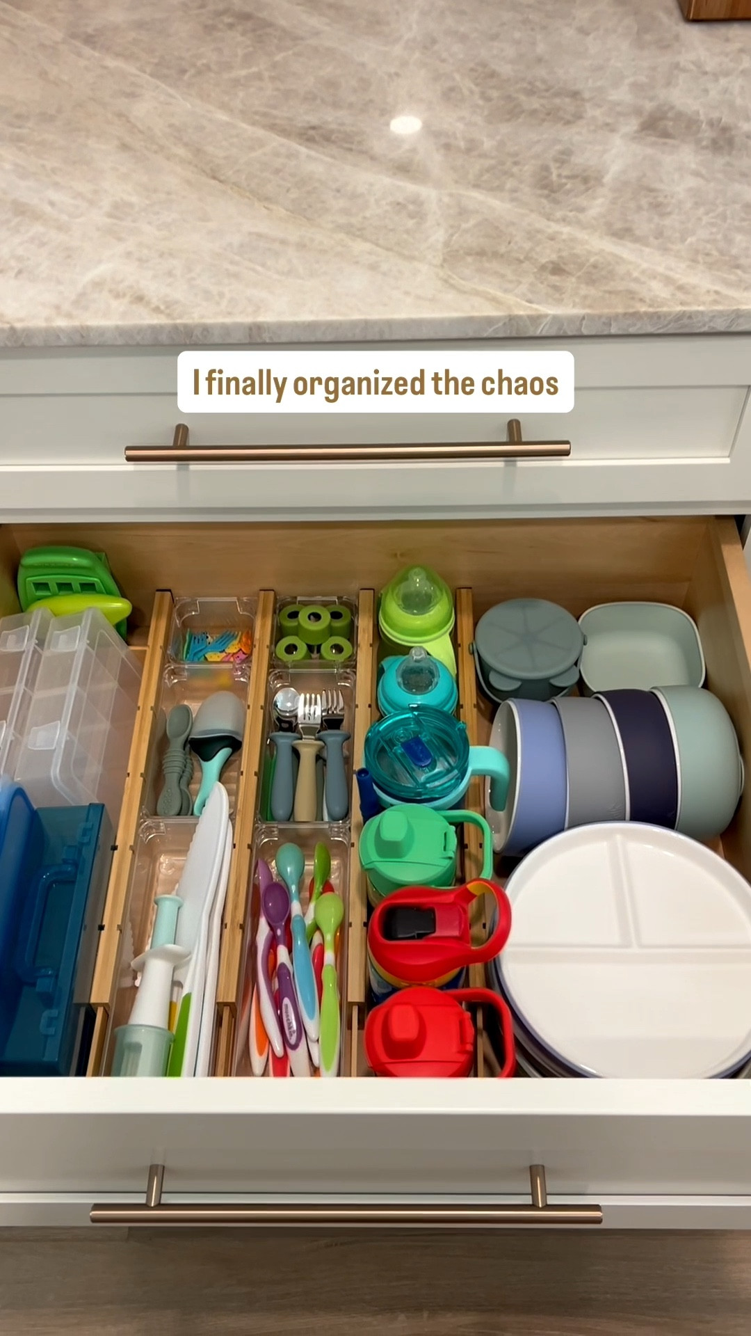 If you have toddlers, you know the kitchen chaos is real. Cups, plates, bowls, utensils… somehow all crammed into one drawer and impossible to keep organized.

Adding simple drawer organizers instantly made it easier to keep everything in its place, and these magnetic cups have been such a game changer. My toddler can grab water whenever he wants and even put the cup back himself — which is helping build a little independence too.

#toddlermomlife
#momlifehacks
#toddlerhome
#homeorganization
#amazonhomefinds


#LTKKids #LTKmomlife #LTKHome