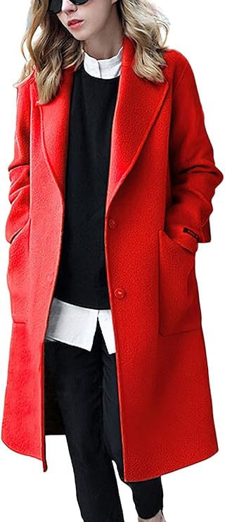 chouyatou Women's Winter Hidden Single Breasted Long Wool Coat Formal Office Wool Overcoat | Amazon (CA)