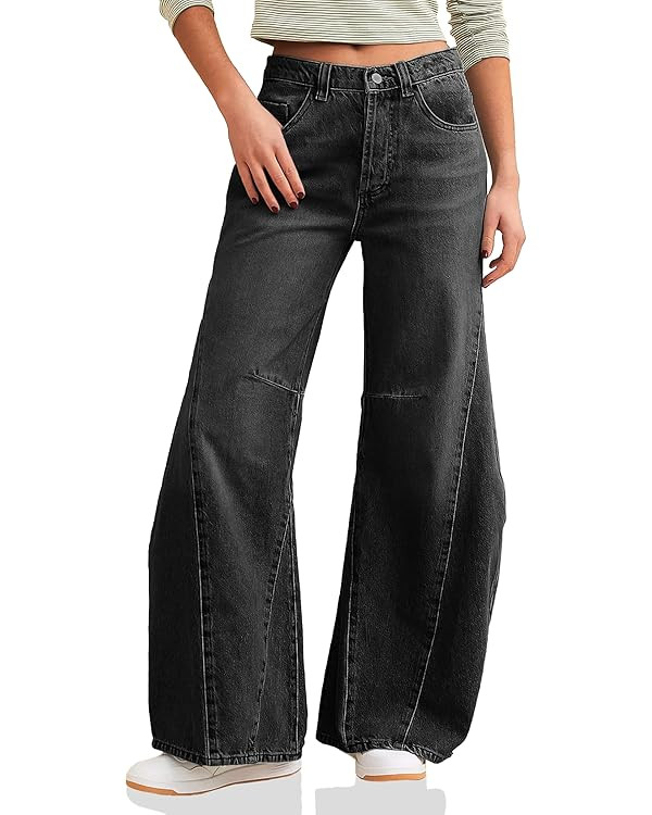 Cicy Bell Womens Baggy Bell Bottom Jeans High Waisted Flare Barrel Wide Leg Stretchy Denim Pants | Amazon (US)