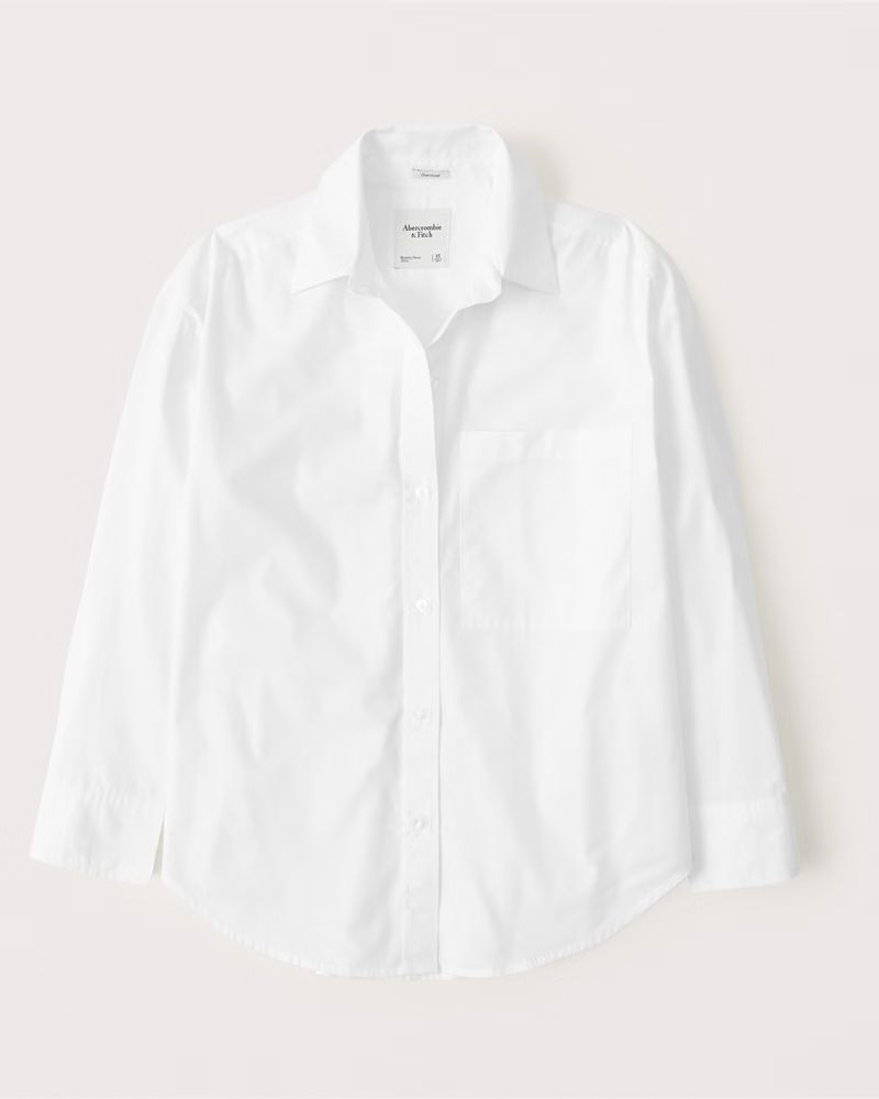 Women's Oversized Colorblock Poplin Button-Up Shirt | Women's Tops | Abercrombie.com | Abercrombie & Fitch (US)