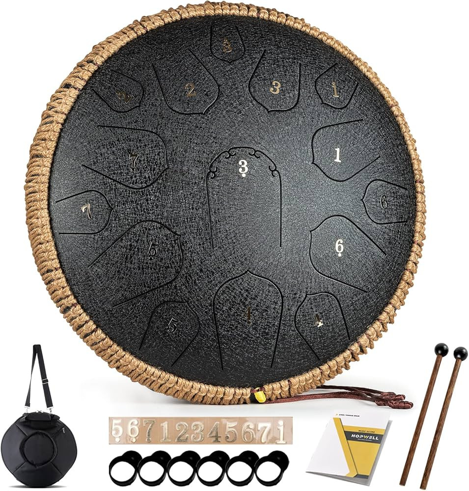 Steel Tongue Drum - HOPWELL 15 Note 14 Inch Tongue Drum - Hand Pan Drums with Music Book, Steel H... | Amazon (US)