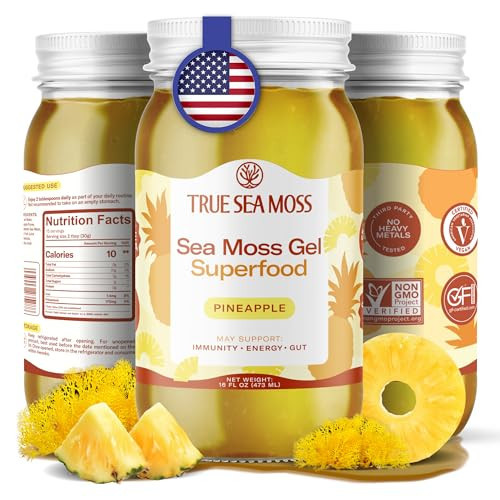 TrueSeaMoss Sea Moss Gel – Made in USA – Wildcrafted Seamoss, Fresh Fruits & Sea Vegetables – Pineapple, Pack of 1 (Labels may Vary) | Amazon (US)