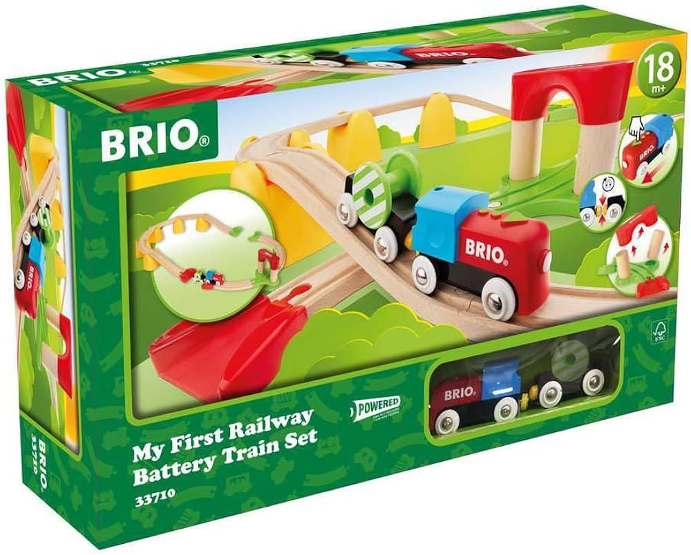 BRIO World 33710 - My First Railway Battery Operated Train Set | 25 Piece Wood Train Set for Todd... | Amazon (US)