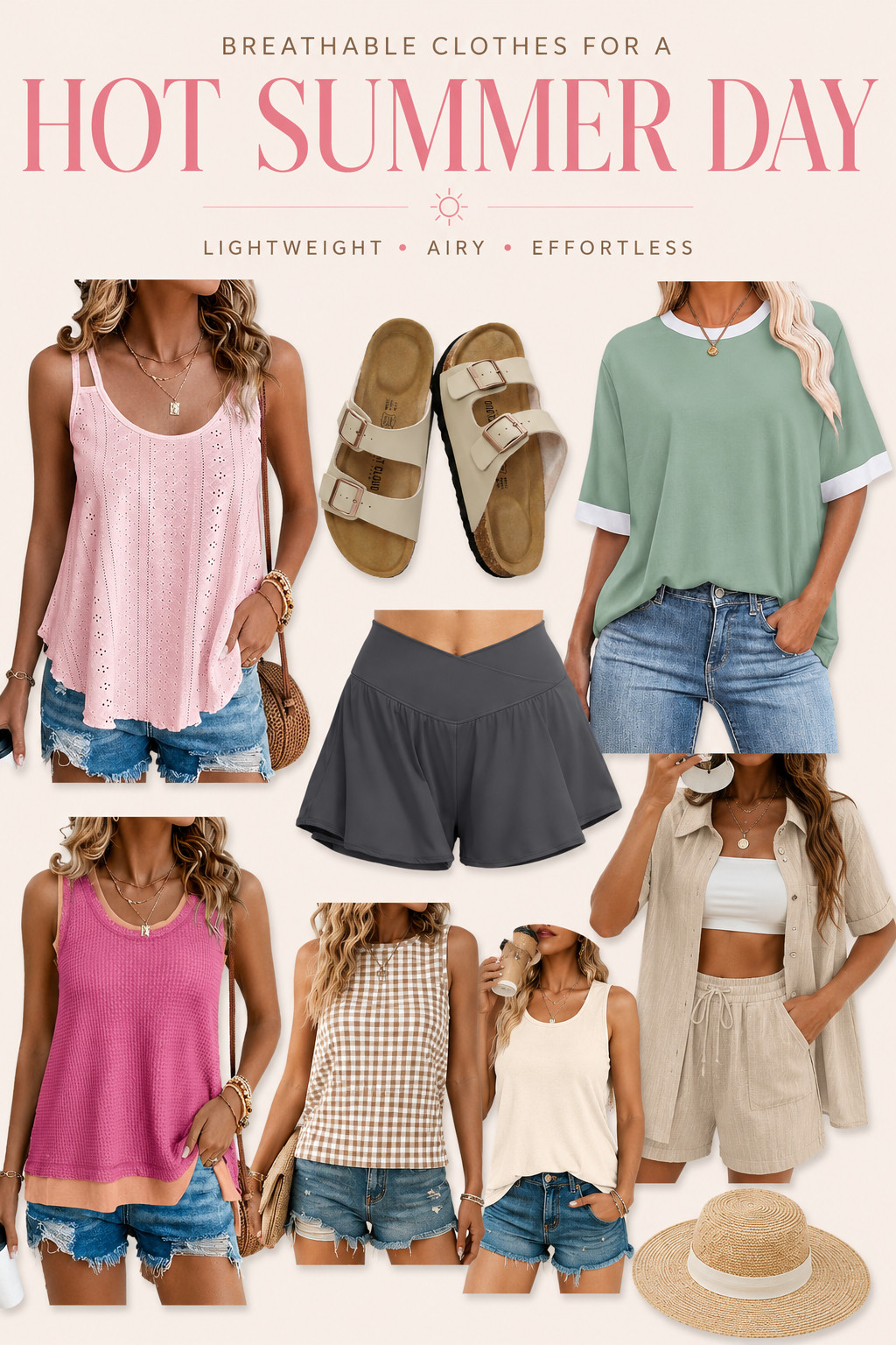 Hot days call for outfits that work with the weather, not against it. ☀️ These lightweight tanks, breezy sets, comfy shorts, and easy slides are the pieces I'm reaching for on repeat this summer. Cute, effortless, and made to keep you cool—even when it's 100° outside.

Everything is linked in my LTK! Which piece are you grabbing first? 🤍🌸

#LTKdayinmylife #LTKgrwm #LTKootd