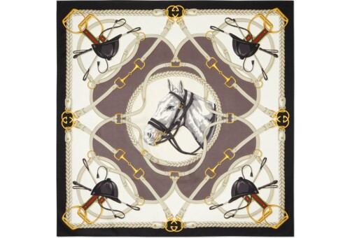 Equestrian print silk scarf | Gucci (US)