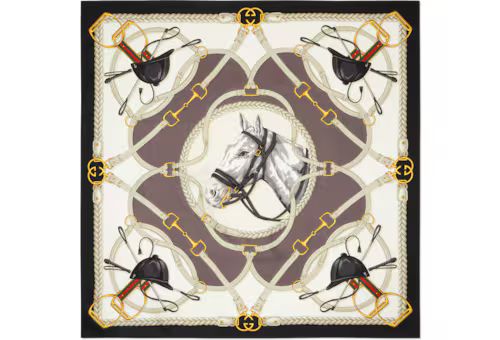 Equestrian print silk scarf | Gucci (US)