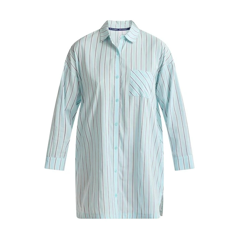 Joyspun Women’s Woven Long Sleeve Button Front Sleepshirt, Sizes XS-3X | Walmart (US)
