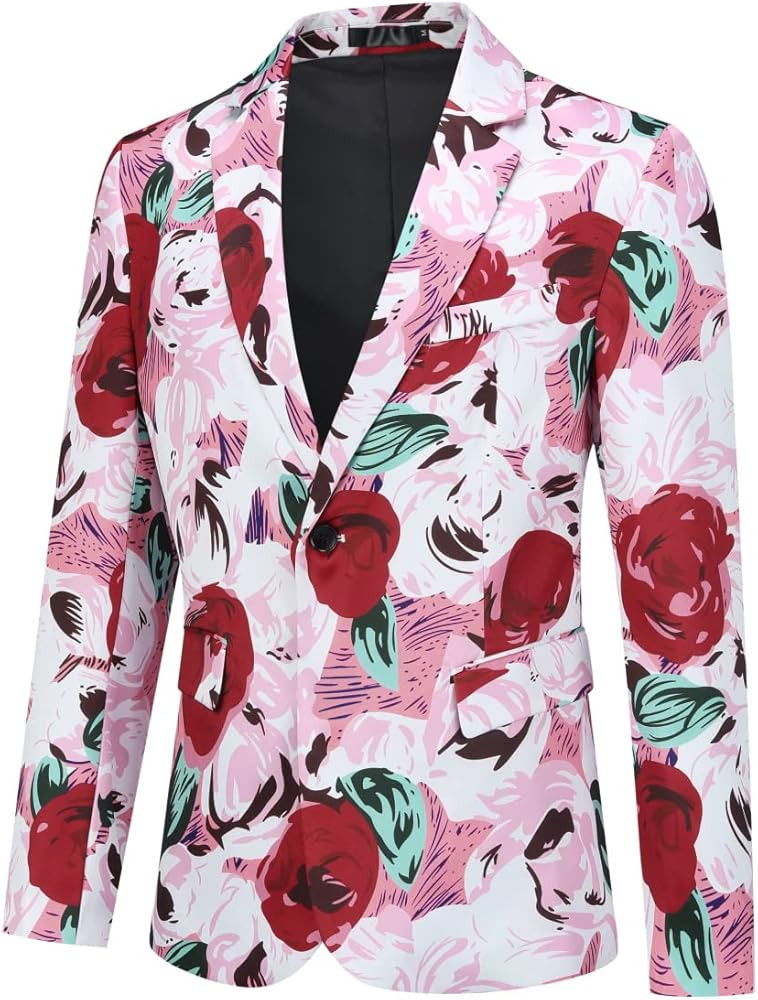 Cloudstyle Men's Fashion Slim Fit Casual Print One Button Suit Jacket Blazer | Amazon (US)