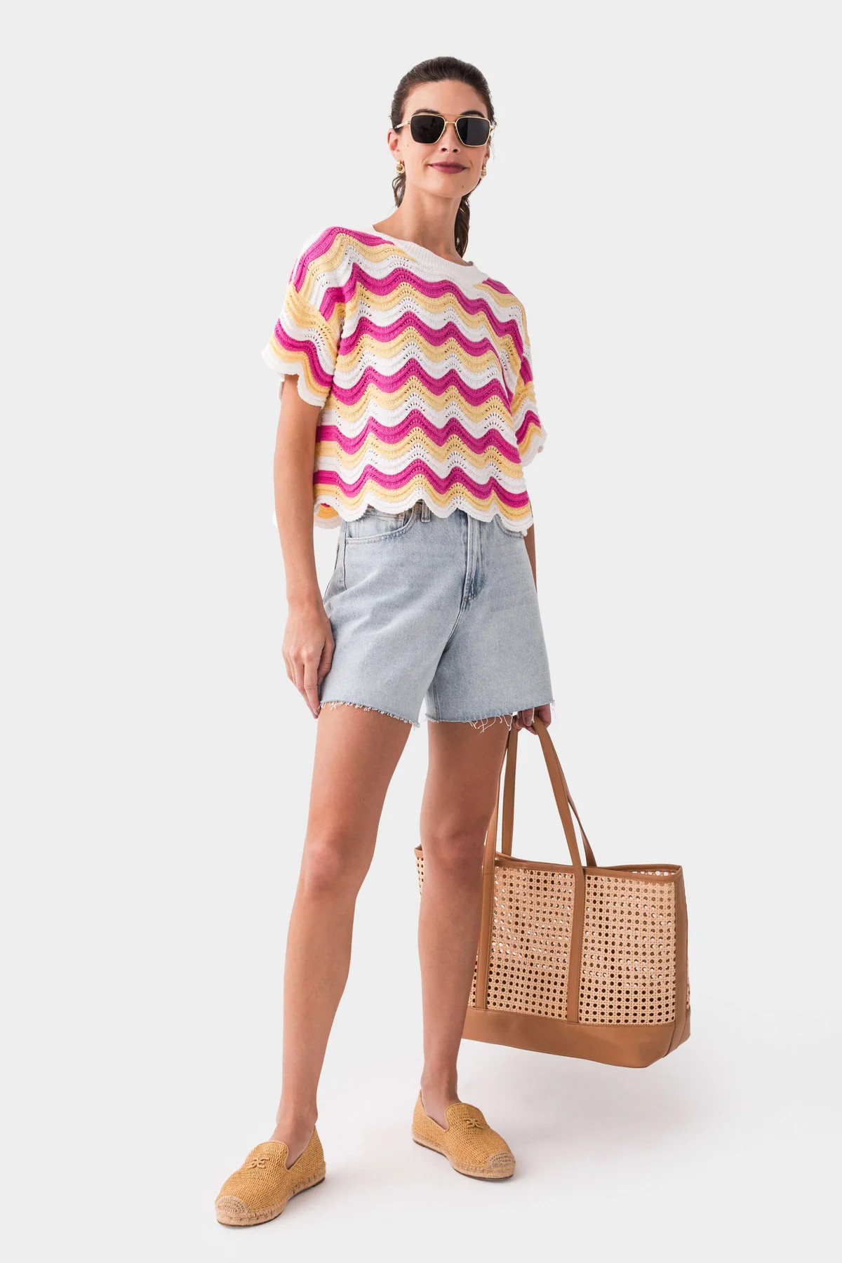 Wishlist Multi Stripe Wavy Crochet Top | Social Threads