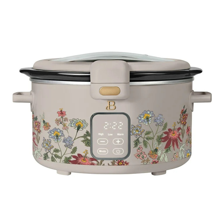 Beautiful 4 Qt Digital Slow Cooker with Hinged Locking Lid, Wildflower Porcini by Drew Barrymore | Walmart (US)