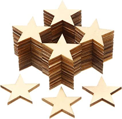 300 Pieces Star Shape Unfinished Wood Pieces Christmas Blank Wood Pieces Wooden Cutouts Ornaments... | Amazon (US)