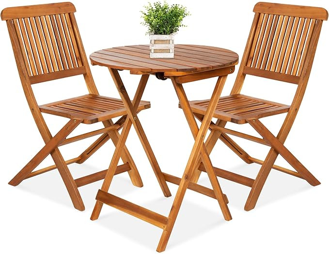 Best Choice Products 3-Piece Acacia Wood Bistro Set, Folding Patio Furniture for Backyard, Balcon... | Amazon (US)