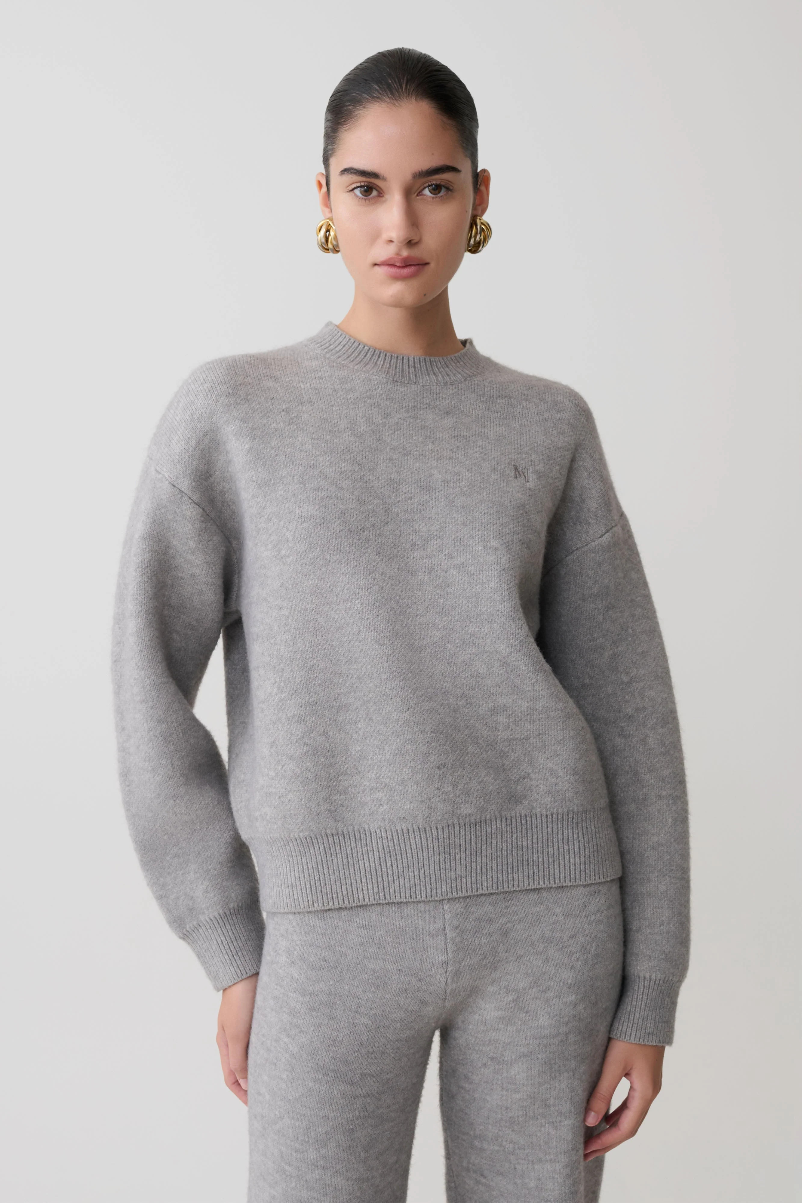 Lulu Oversized Knit Jumper - Grey Marle | MESHKI US