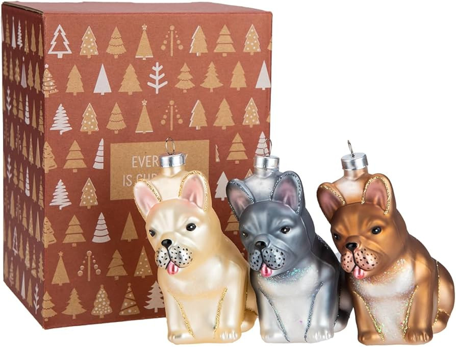 Every Day is Christmas Glass Blown Ornaments Cute Hand Made Figurines Tree Decoration, French Bul... | Amazon (US)