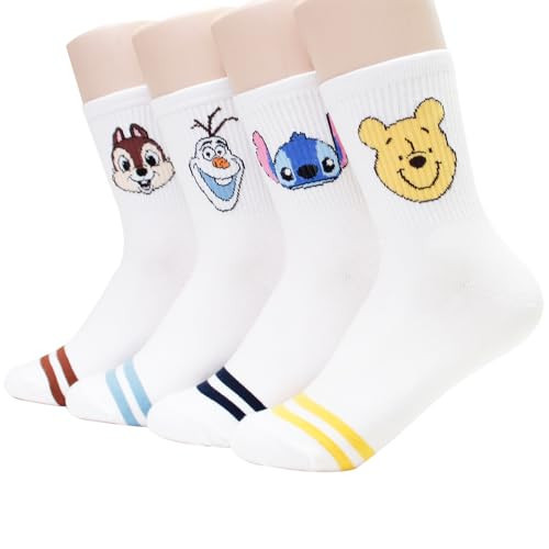 socksense Cartoon Character Series Women and teen girls Licensed Socks Collection (Cotton Blend, M Family4_4pairs) | Amazon (US)