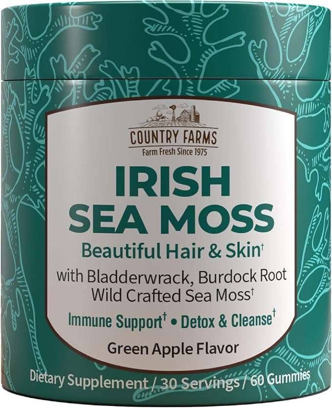 COUNTRY FARMS Irish Sea Moss Gummies, 2000mg Irish Moss, Burdock Root, Bladderwrack for Immune Su... | Amazon (US)