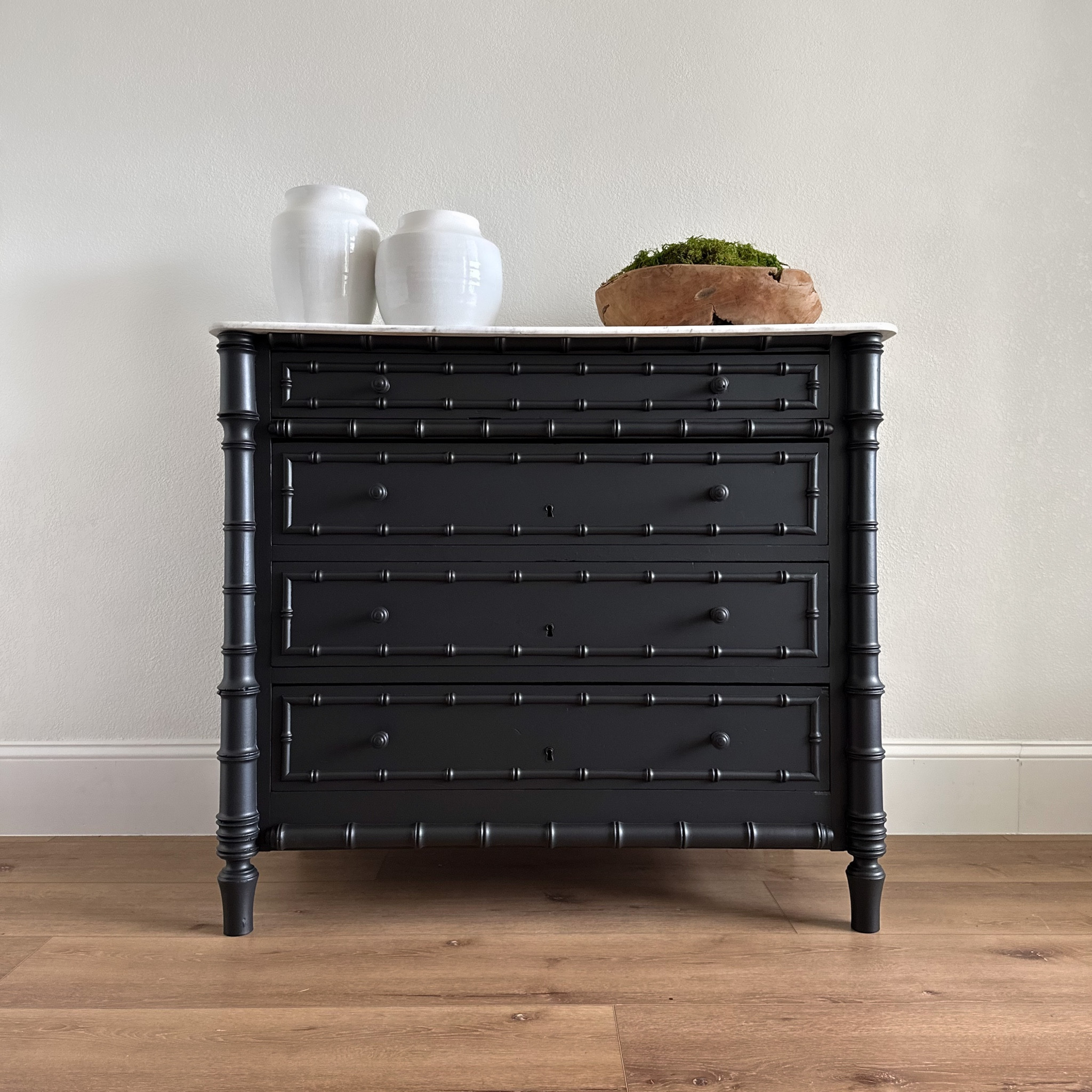 French faux bamboo chest of drawers with Carrera marble top

#LTKstyletip #LTKhome