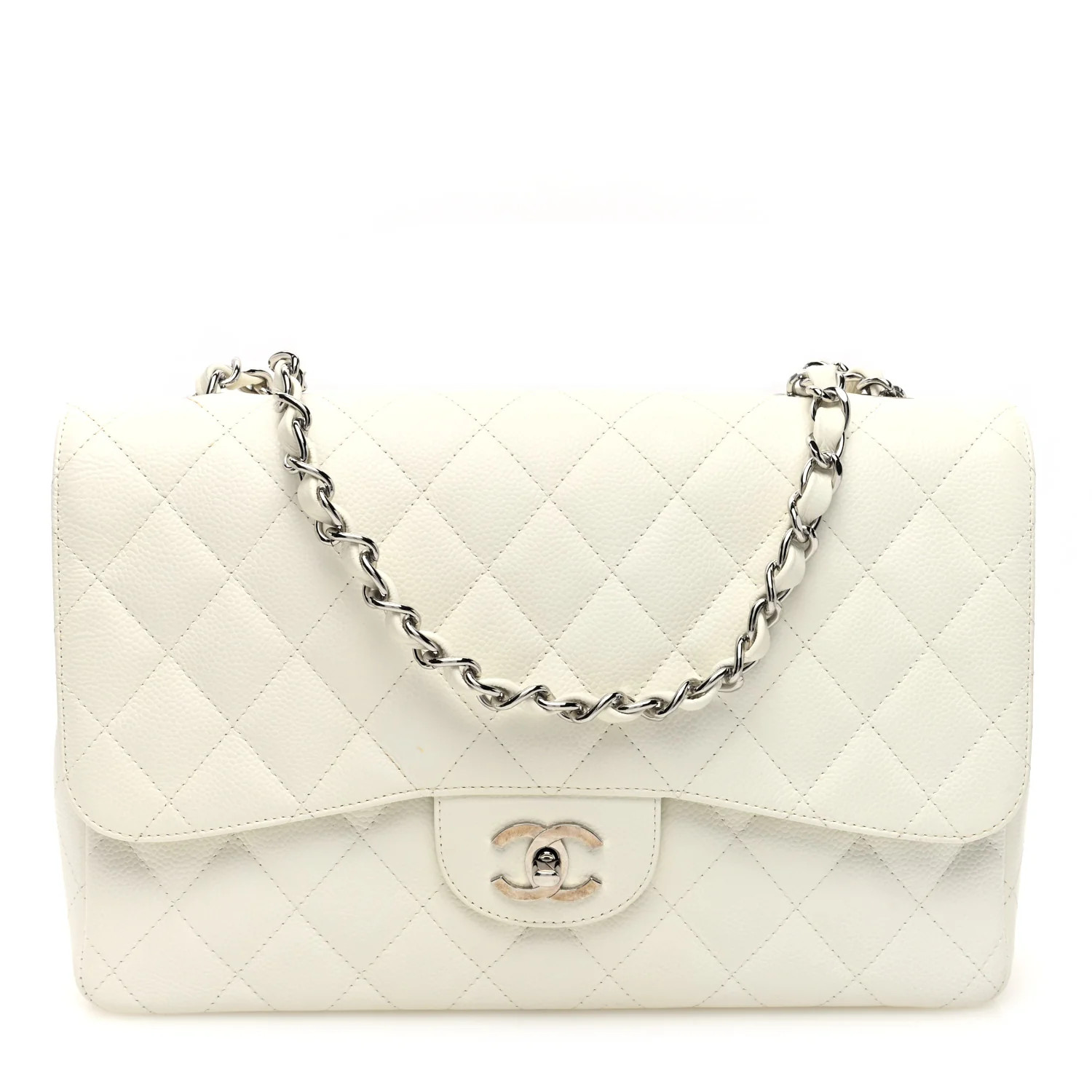 Chanel: All/Bags/CHANEL Caviar Quilted Jumbo Single Flap White | FASHIONPHILE (US)