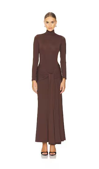 Alix Maxi Tie Front Dress in Chocolate | Revolve Clothing (Global)