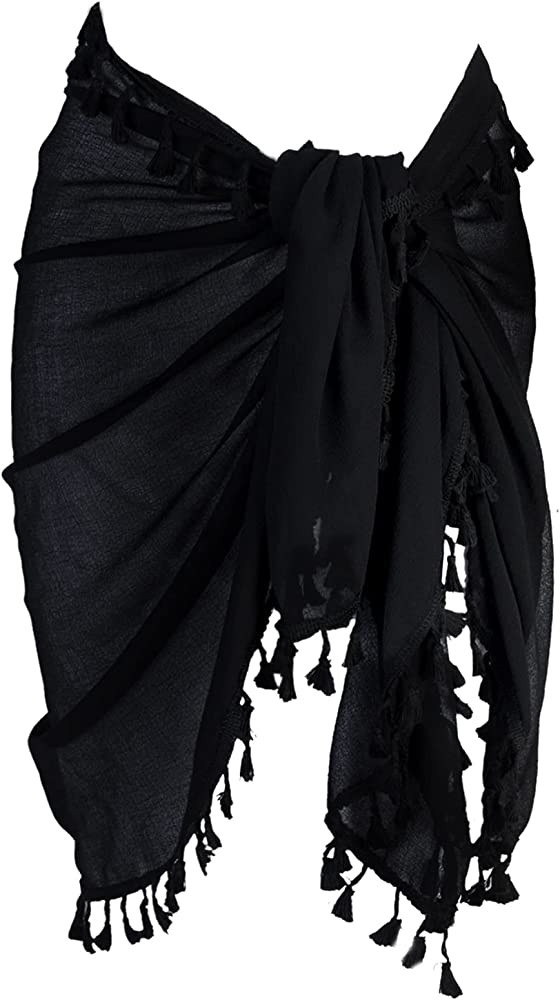 Womens Beach Wrap Sarong Black Cover Up Skirt vacation capsule vacation sets summer sets skirts | Amazon (US)