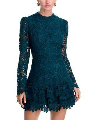 AQUA Lace Long Sleeve Flounce Mini Dress - Exclusive  | Bloomingdale's Women | Bloomingdale's (US)