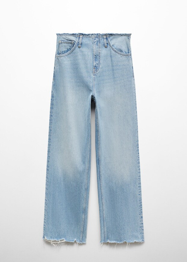 Wideleg jeans with frayed hem -  Women | Mango USA | MANGO (US)