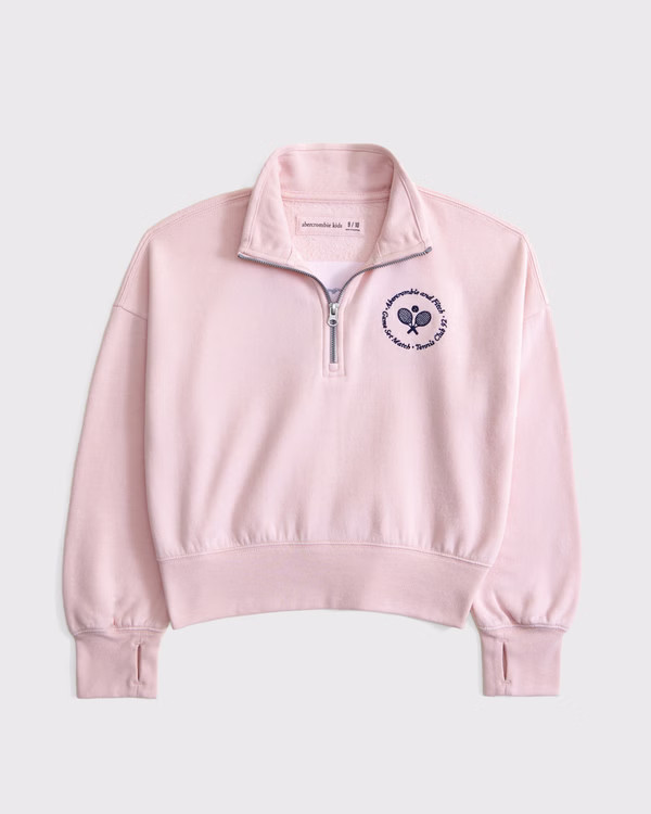 girls logo quarter-zip sweatshirt | girls tops | Abercrombie.com | Abercrombie & Fitch (US)