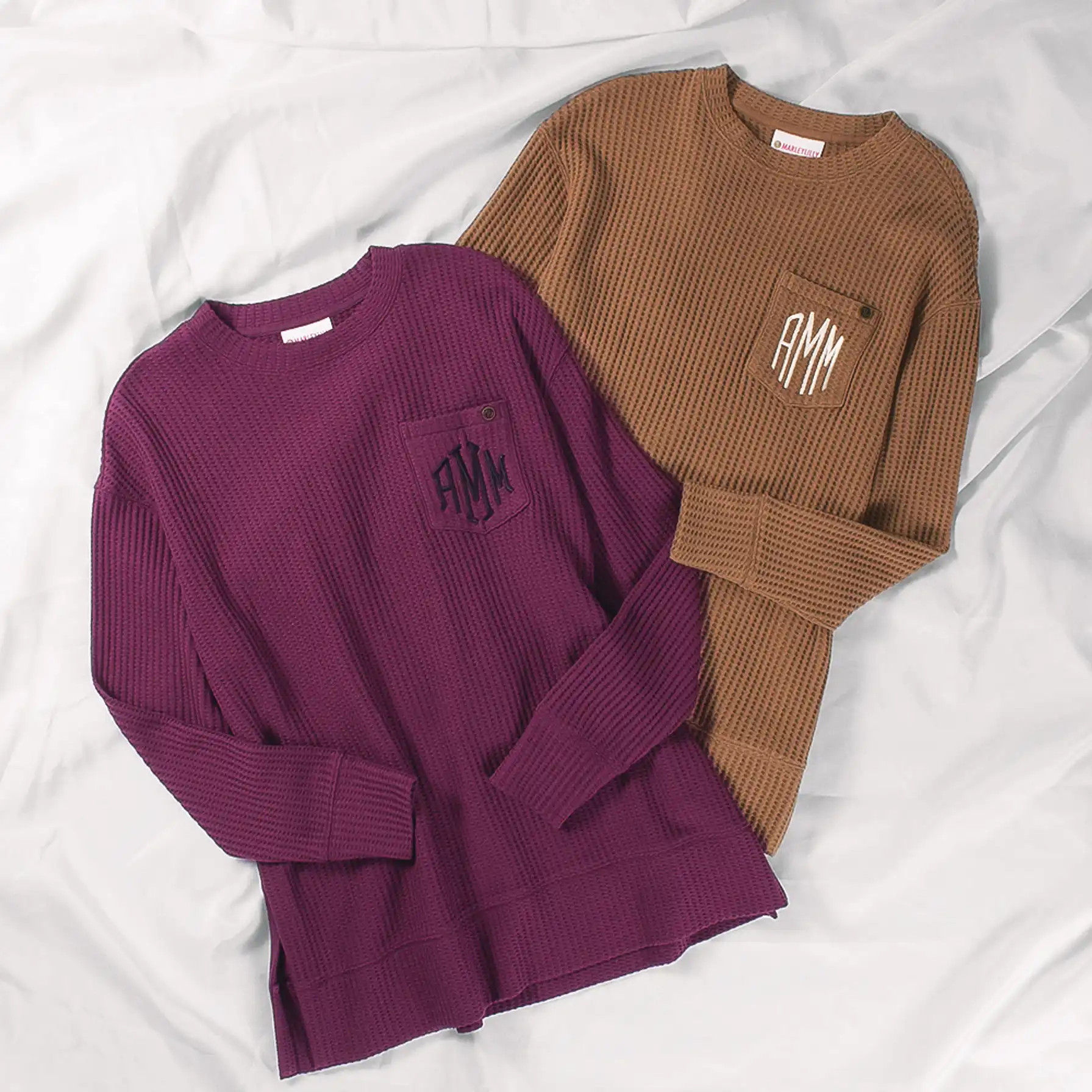 Monogrammed Waffle Crewneck Sweatshirt | Marleylilly