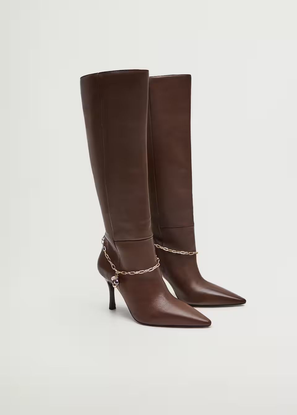 Chain detail leather boot | MANGO (US)