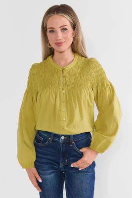 Reese Green Smocked Top | Avara
