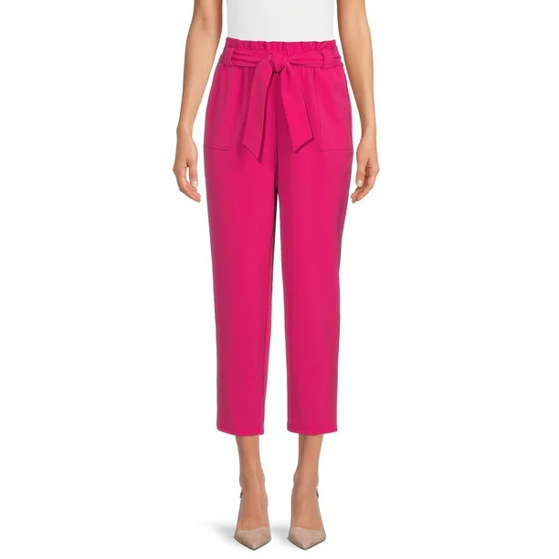 Nine.Eight Women’s Cropped Paper Bag Waist Pants | Walmart (US)