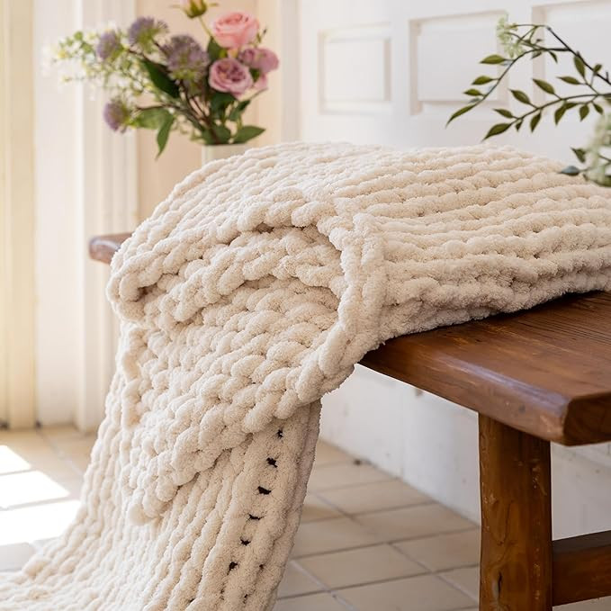Chunky Knit Blanket - Luxury Soft Cozy King Size(60 * 80) Throw Blanket,100% Woven Blanket Rope K... | Amazon (US)