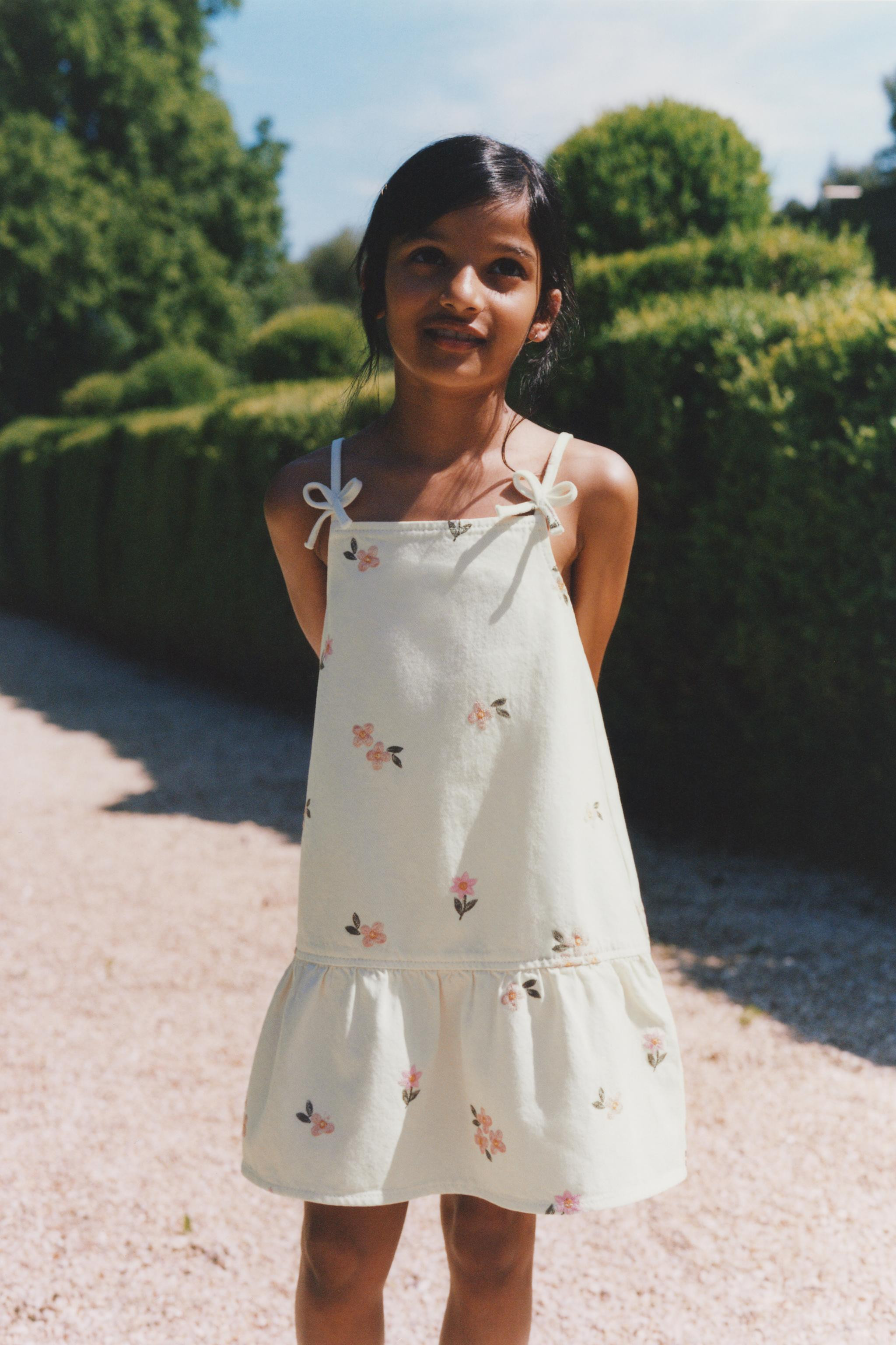 EMBROIDERED FLORAL TWILL DRESS | Zara US
