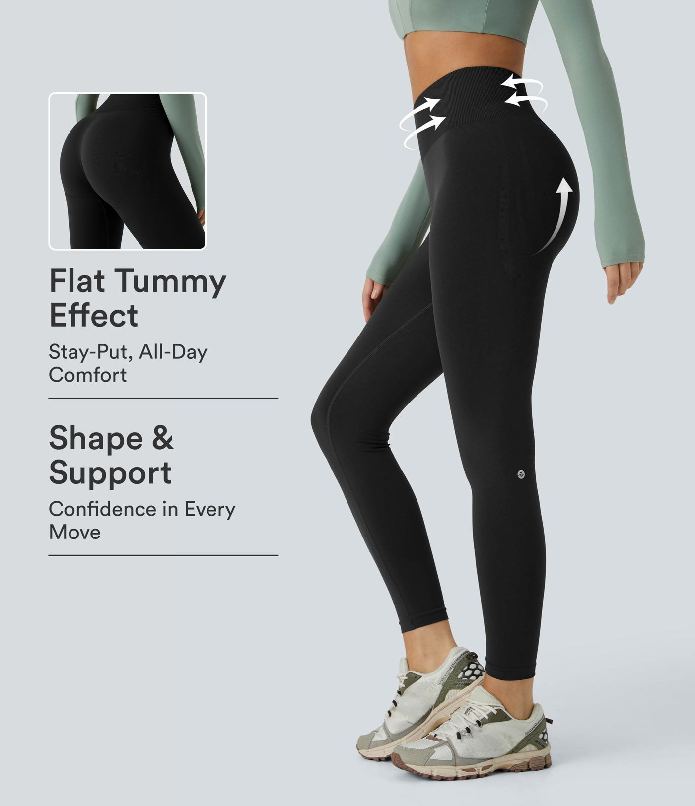 Women’s OneForm Seamless Flow Mid Rise Tummy Control Butt Lifting Yoga Leggings - Halara | HALARA